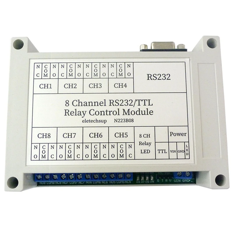 

Hot TTL232/2 In 1 RS232 12VDC 8Ch PC UART Relay DB9 Serial Port Switch For PLC Camera Industrial Control System