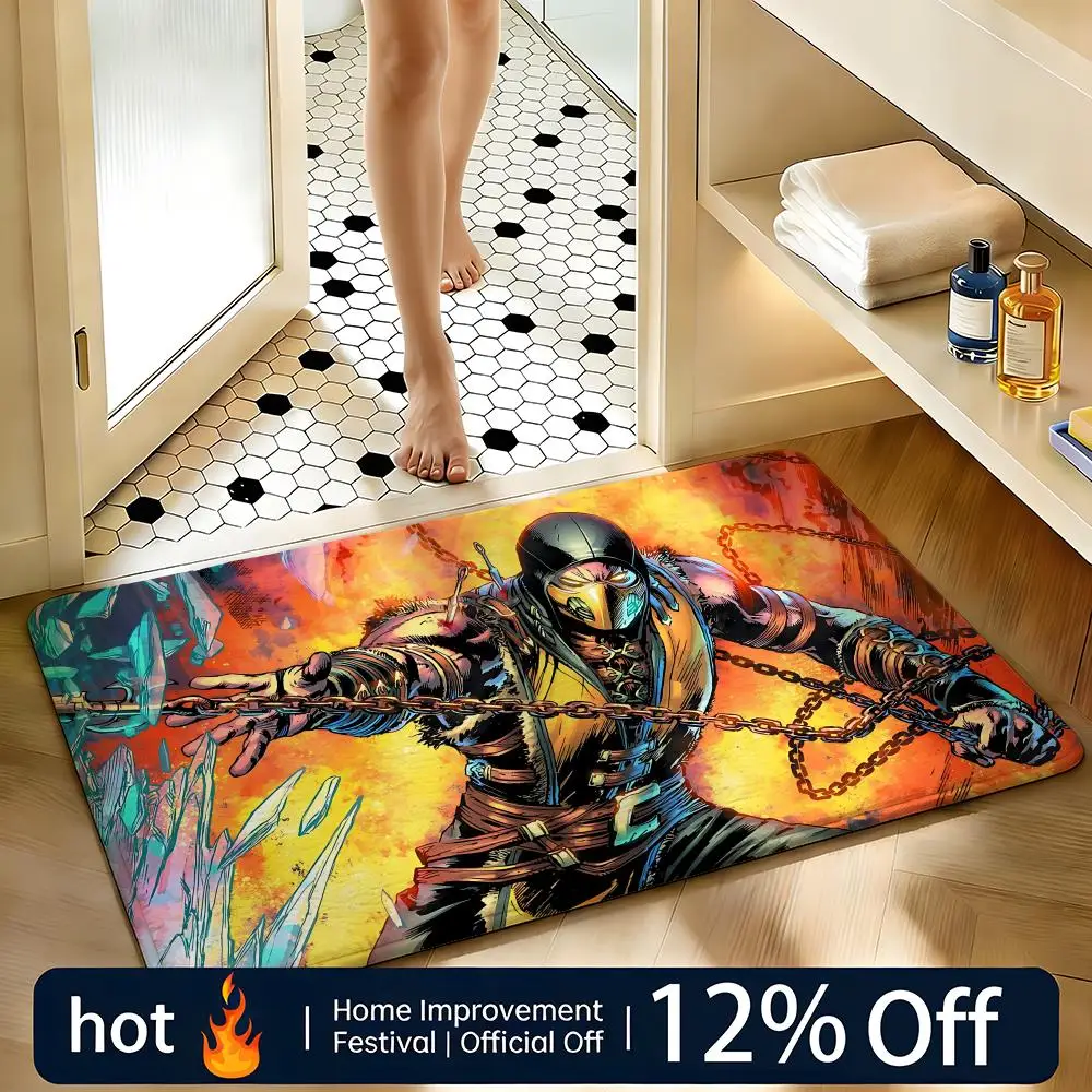 Soft Absorbent Non-Slip Rug Game Mortal Kombat Floor Mat Home Decor Doormat Bedroom Floor Mat Shower Carpet