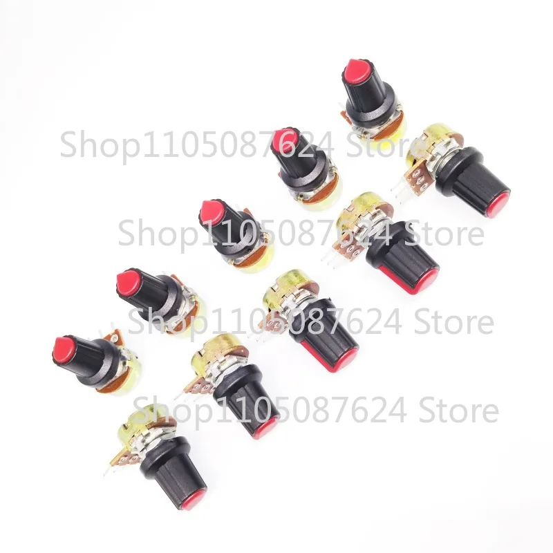 MMZ 10 Units 500K B500K OHM Linear Taper Rotary Potentiometer POT Red Knob