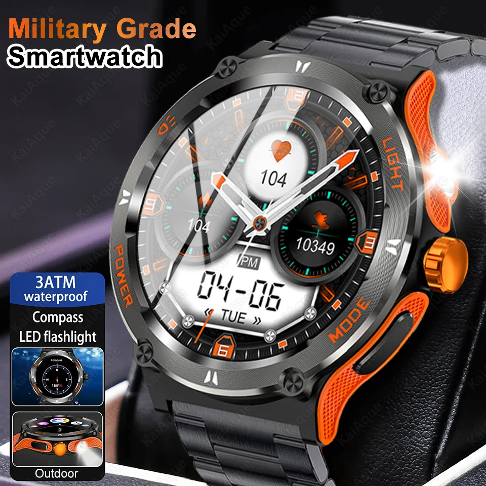 

NEW Smart Watch 3ATM Waterproof 1.53" Men Sport Compass LED Strong Light Heart Rate Sleep Analysis Bluetooth Call Smartwatches