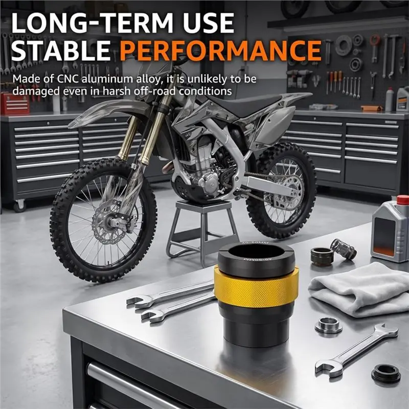 ABTC-Split Design Front Fork Oil Seal Installer, 49-50Mm CNC Aluminum Alloy Fork Seal Driver Tool, Golden