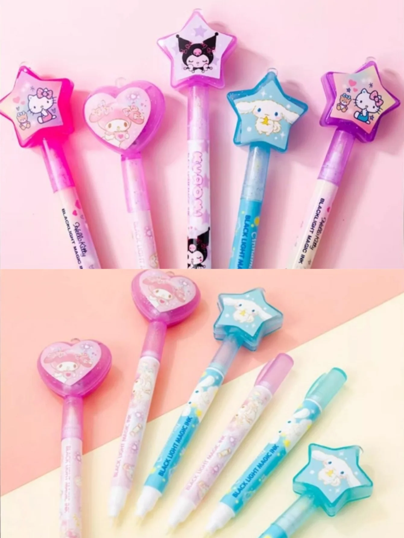 2 Stück Kuromi Cinnamon Roll Unsichtbare Fluoreszierende Marker UV-Licht-Stifte My Melody Secret Pen Geschenke für Schüler – Detail 4