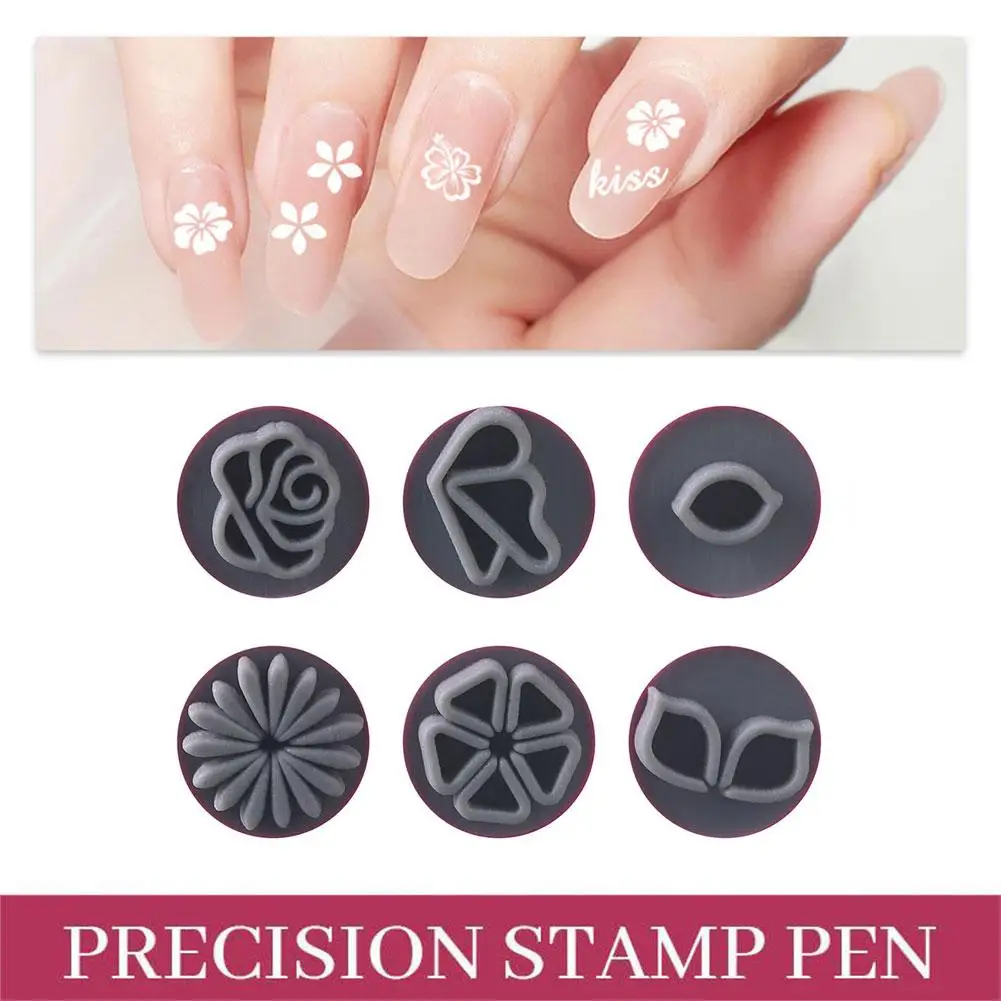 Criativo Nail Art Stamp Pen Sets, entusiastas de DIY, profissional simples Nail Graffiti Art, ferramenta de ornamento para menina e mulheres, 6pcs