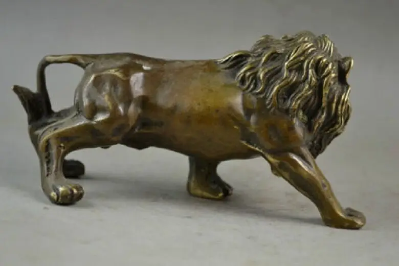 Copper Statue Sculpture&Carving Bronze coffee Fierce Lions Wild Animals Figure Statue Size: H ( 7cm ) * W ( 6cm ) * L (14cm)