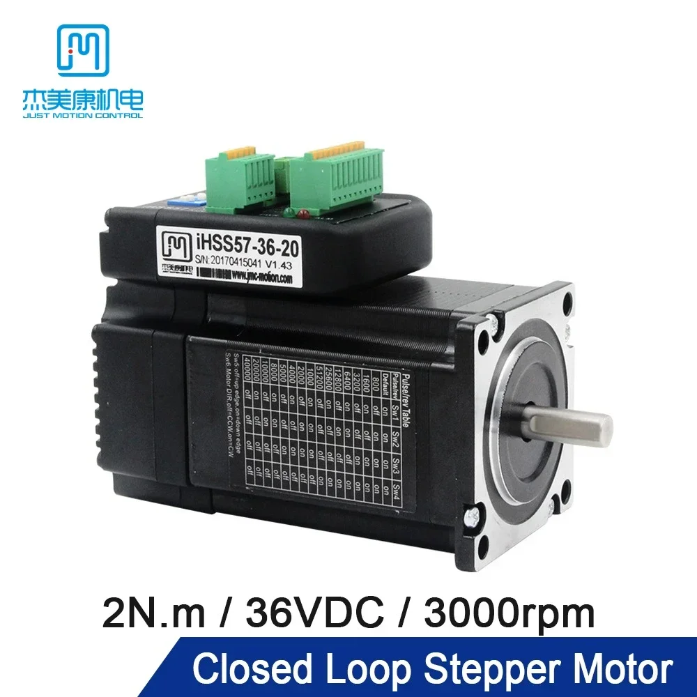 

JMC 2N.m Nema23 Integrated Closed Loop Stepper Motor 5A 36VDC 0-1500RPM Hybrid Servo Motor & Driver 57mm for CNC iHSS57-36-20