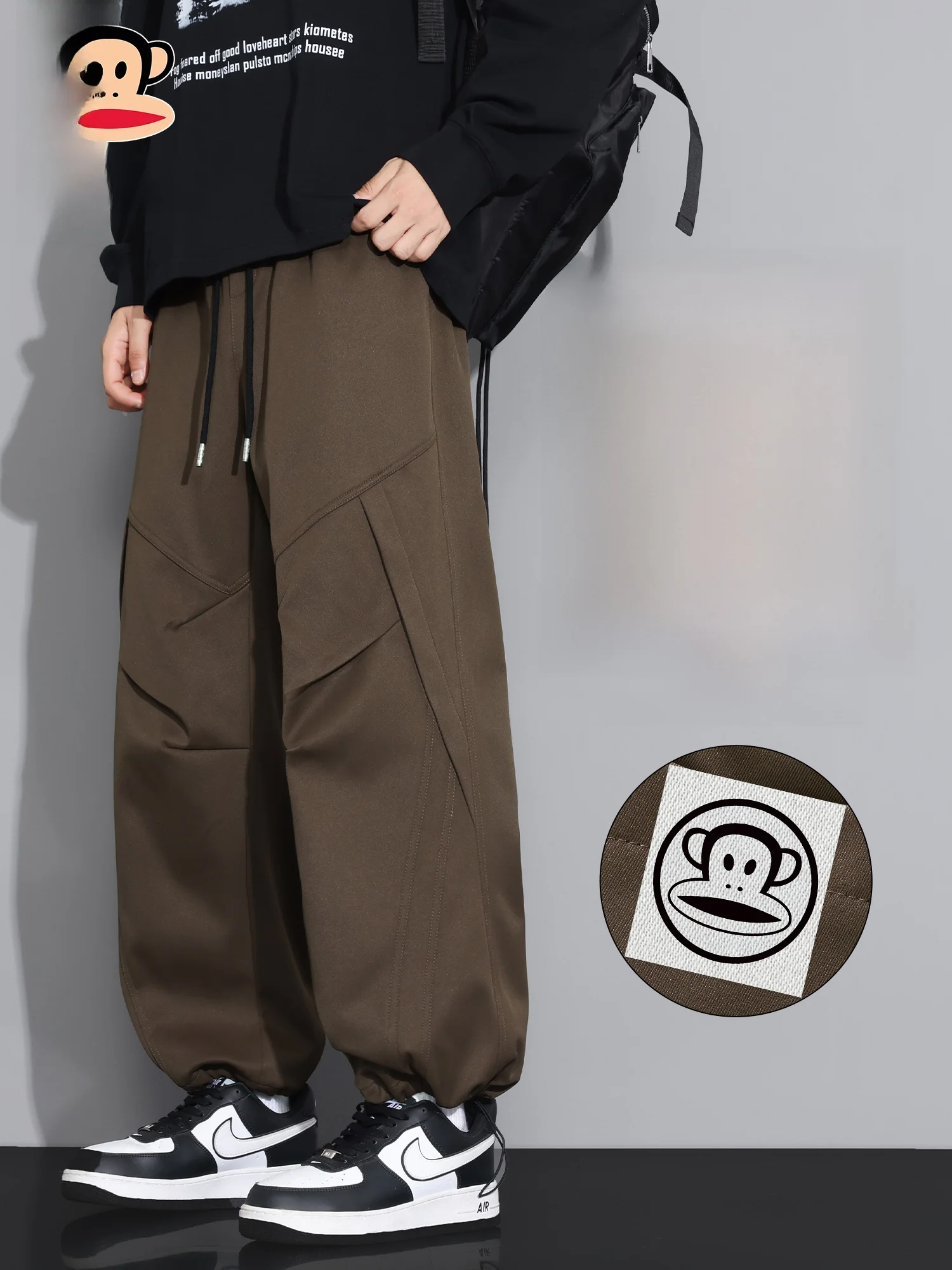 

Loose Spor PaulFrank Monkey Workwear Pants Men's Spring Casual Loose Vintage Trousers Polyester Fiber No Stretch Spring Wear