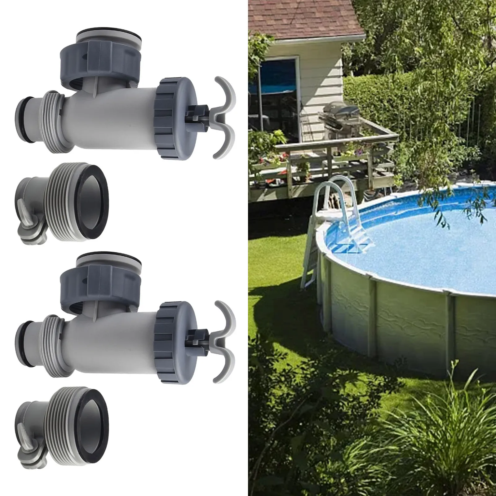 Pool Plunger Valve For Intex 1500,2500,4000 Gallon Per Plunger Valve Hose Conversion Adapters Pump Connections 1.25