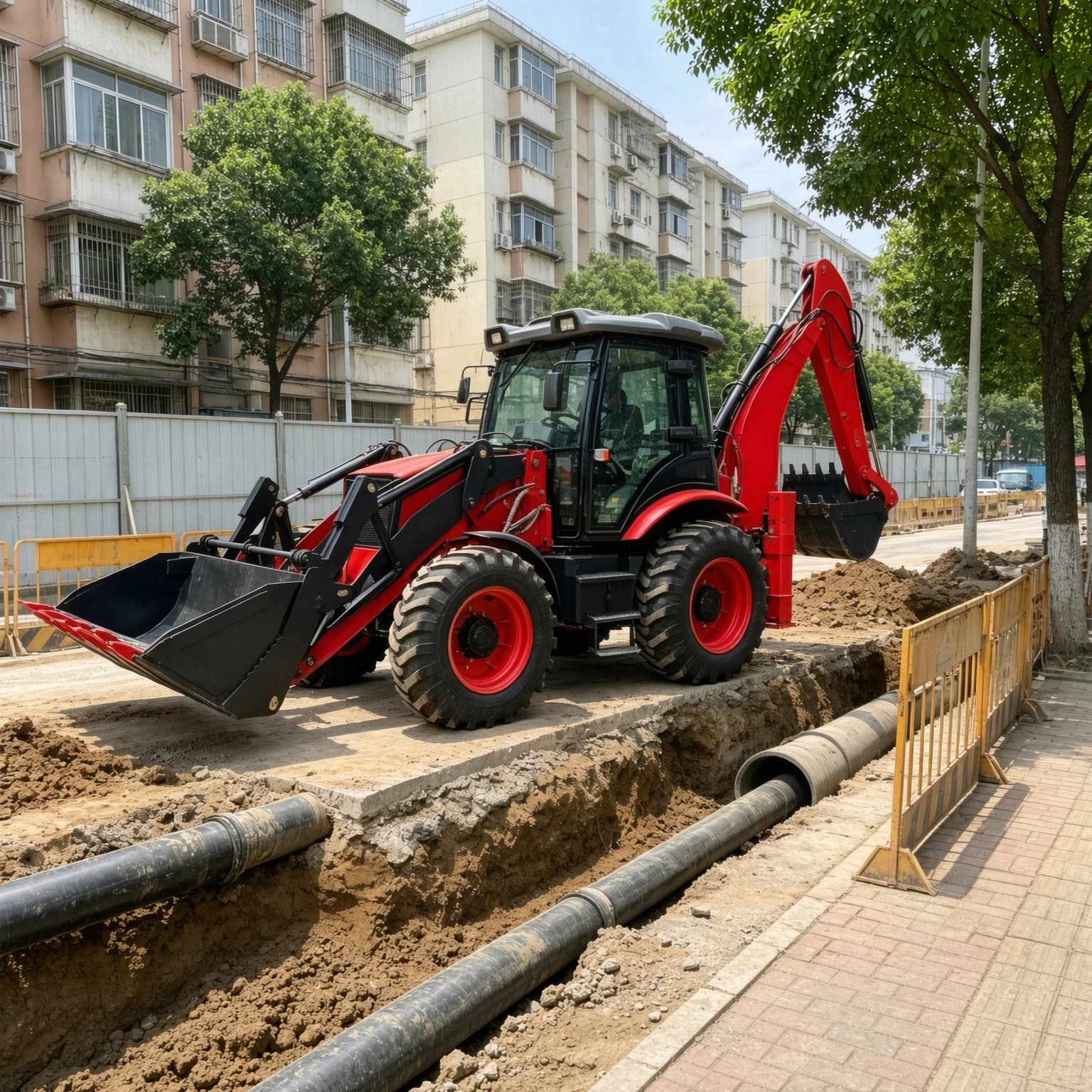 Newest Two Busy Loaders Multifunctional Backhoe Loader Hydraulic Backhoe Loader Construction Machine