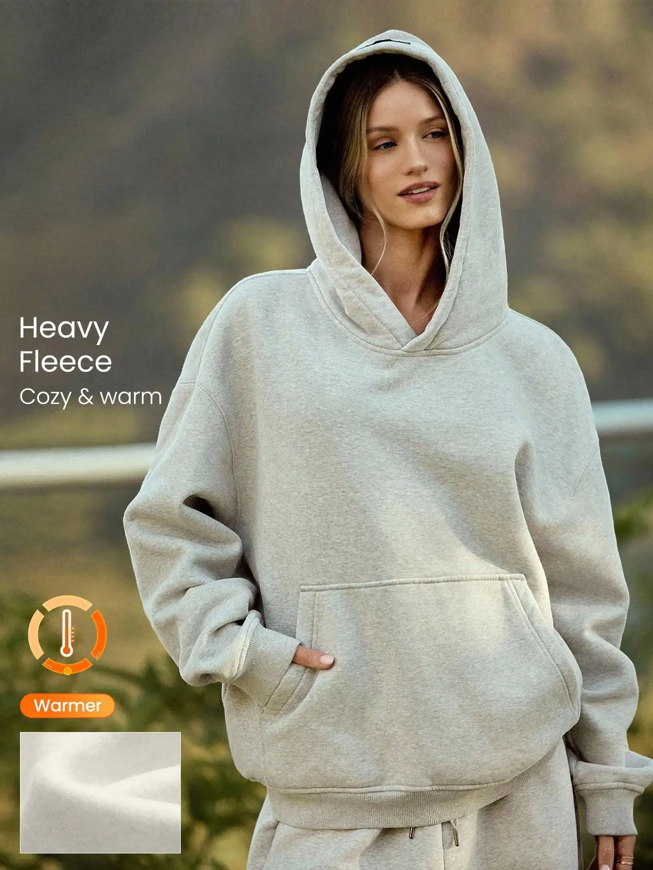 

Heavy Fleece Oversized Hoodie for Women, Cozy Warm Winter Sweatshirt with Pocket