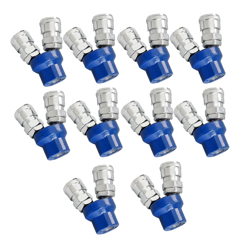 1Set Quick Connector Air Compressor 2 Way 3 Way Silver+Blue Manifold Quick Connect Two