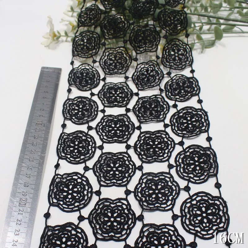 

30 ярдов, черный тюль, необычный цветочный узор, вышитая кружевная бейка, мягкая сетчатая кружевная нижковая ткань для торжественного платья