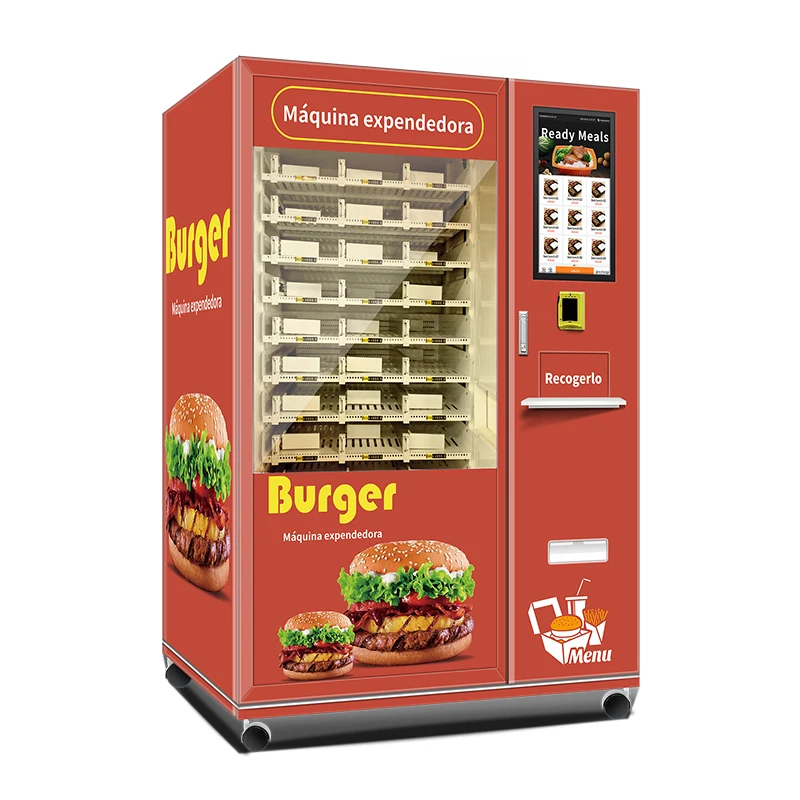 Máquina Expendedora de Comida para Almuerzo con Hamburguesas, Proveedor Personalizado, Refrigerador de Autoservicio 24 Horas, Sistema de Calefacción, Comida Caliente