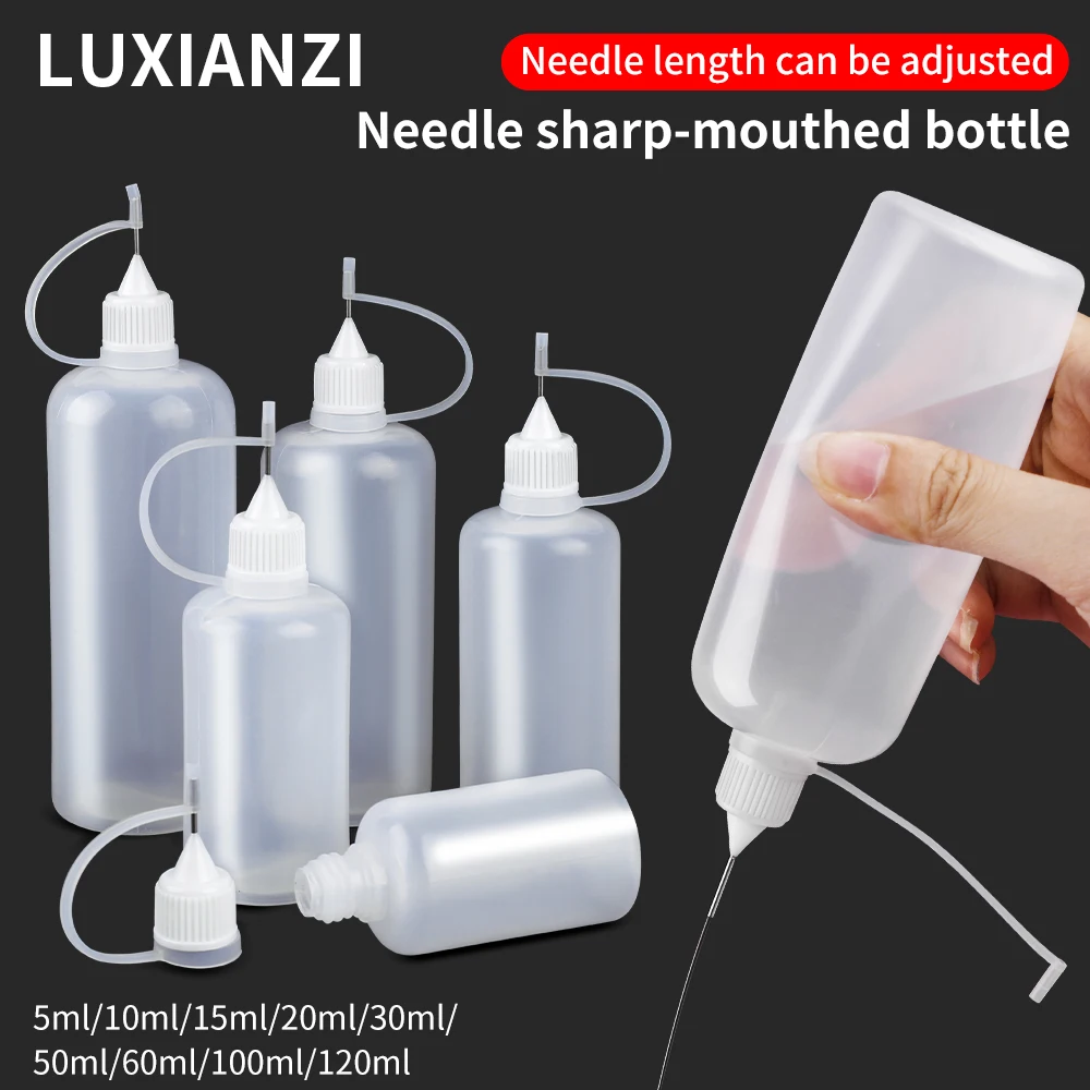 LUXIANZI 1Pc Plastic Needle Bottle With Childproof Cap Squeezable Dropper Glue Applicator 5-120ml Empty Oil Liquid Container