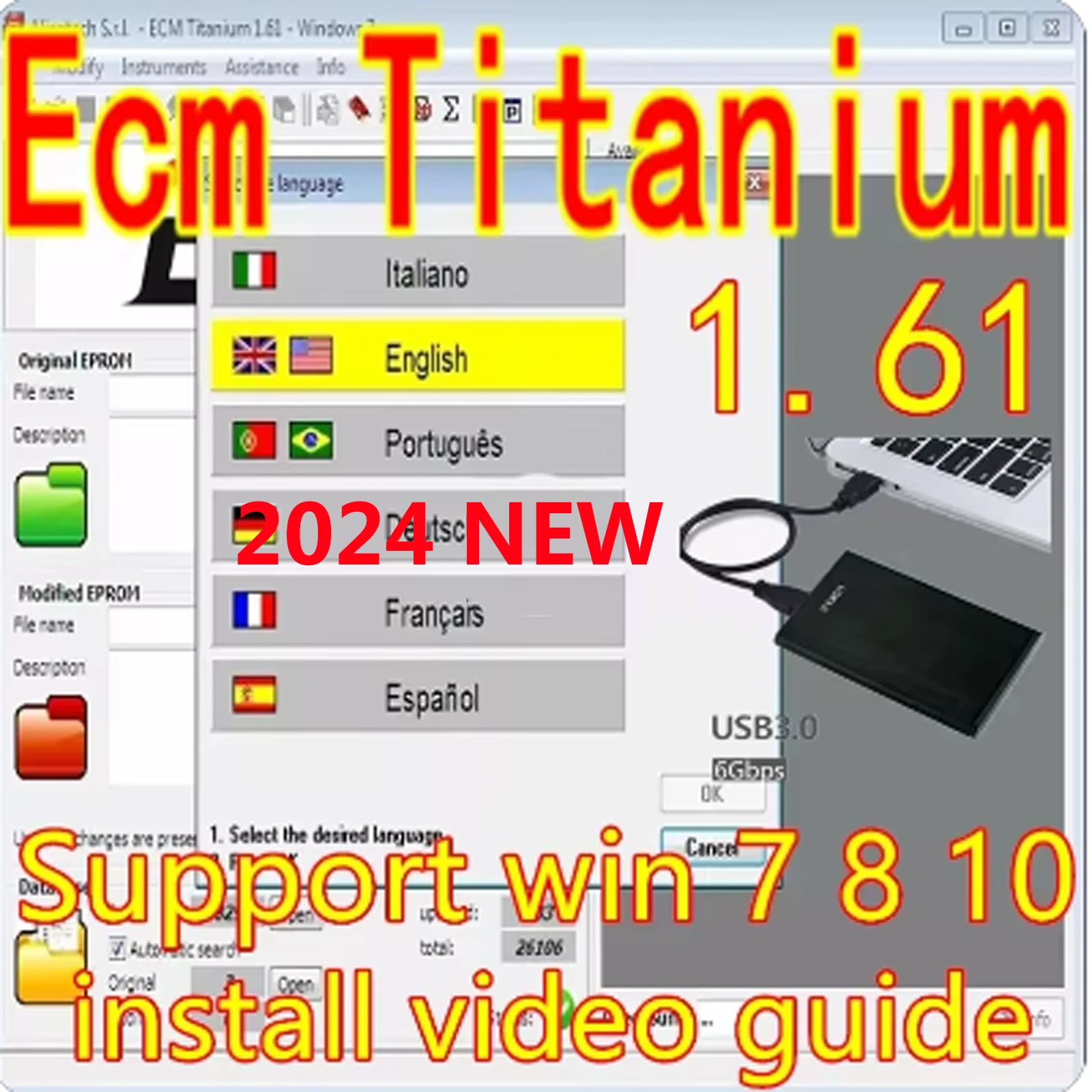 2024 Hot sale ECM TITANIUM 1.61 With 26000+Driver ECM 18259 Drivers for ECU Programming and tuning tool full software windows 10