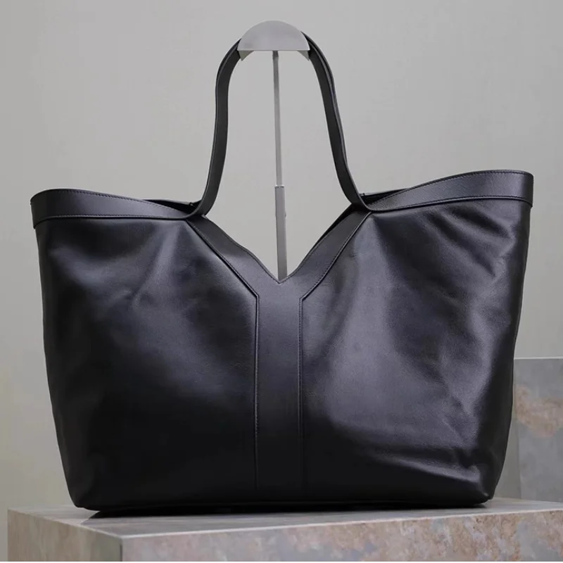 High-end Brand Genuine Leather Women's Tote Bag Retro Large Capacity Underarm Bag New Y Letter Design Versatile Shoulder Bag