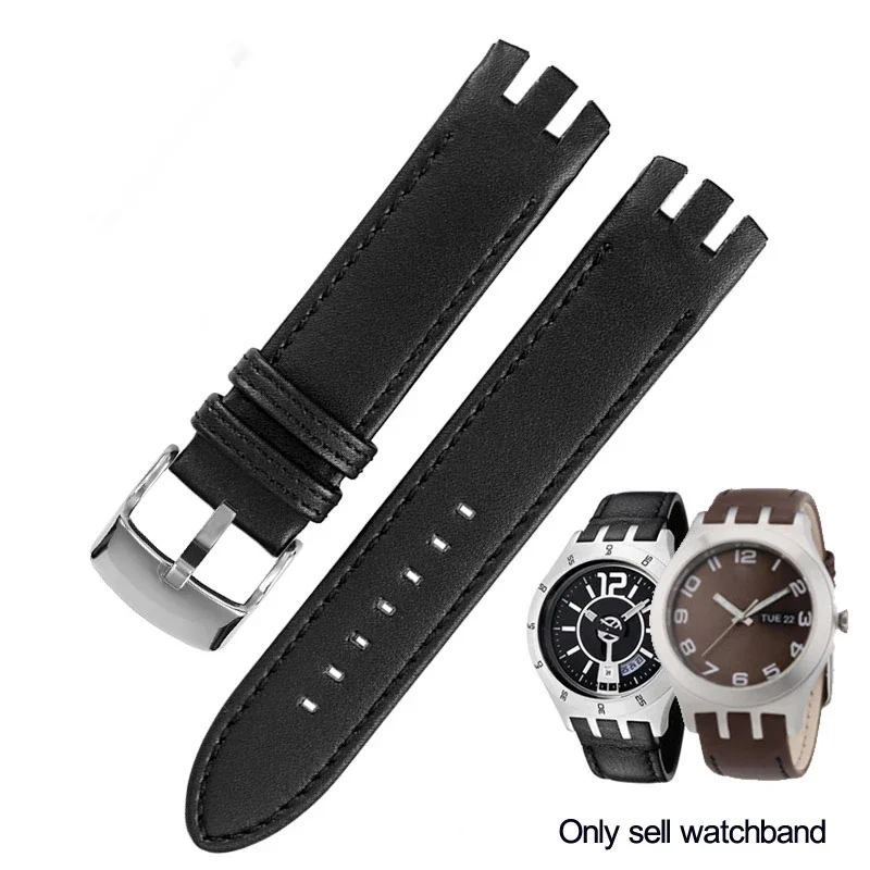 For Swatch Yts401 402403g Waterproof Sweat-Proof Arc Interface Watchband Accessories 20mm Genuine Leather Watch Strap