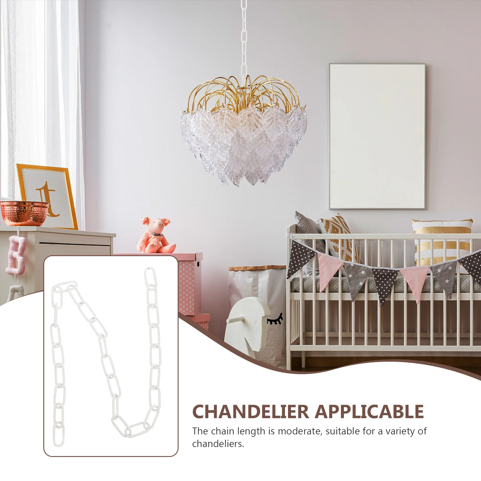 

1Pcs Chandelier Chain Iron Art Accessory Easy Install Moderate Length Hanging Lamp Chain Decor Chandelier Accessory