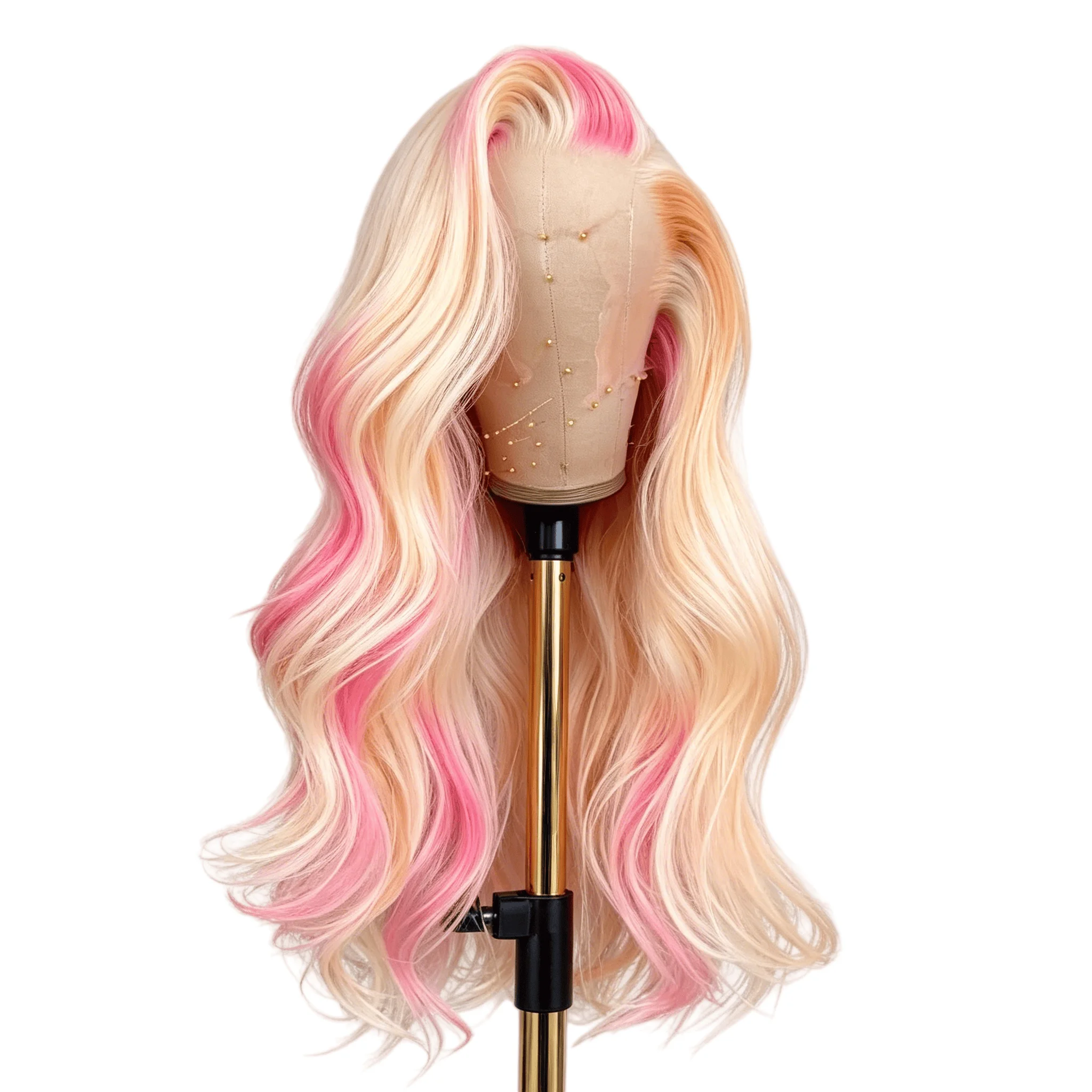 Ombre Balayage Pink/Blonde Body Wave 13x6 Lace Front Wigs Human Hair Pre Plucked 13x4 Transparent Lace Frontal Wig for Women