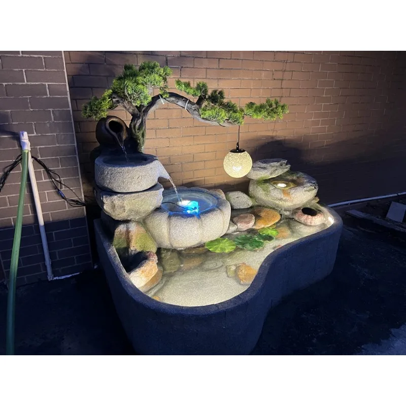 #q-Flowing Water Feature Recirculating Aquarium Balcony Fish Pond Ornament Rockery Tank Office Indoor Landscape Decoro*