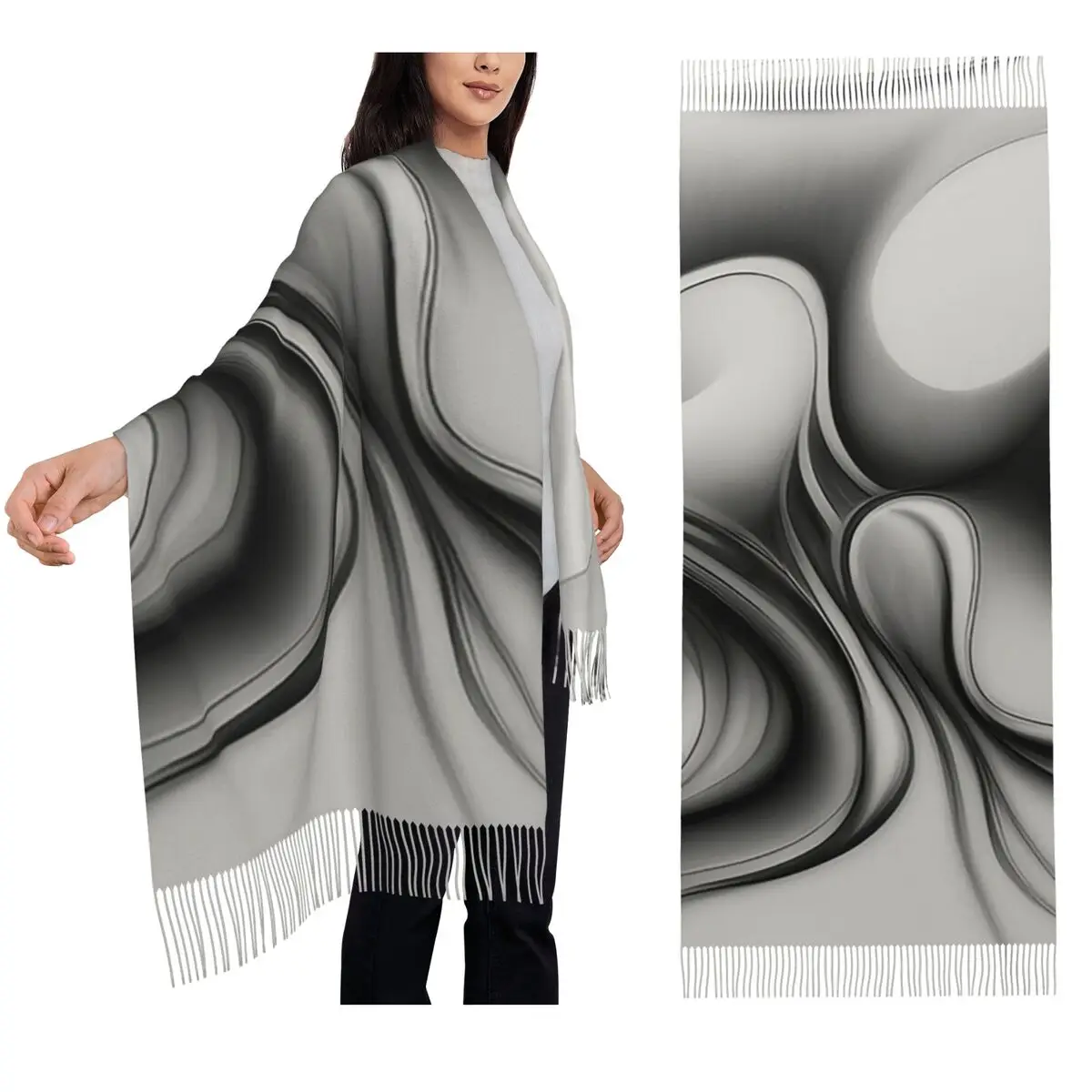 

Женский шарф с кисточками, мягкие теплые шали и накидки, большая осенне-зимняя шаль