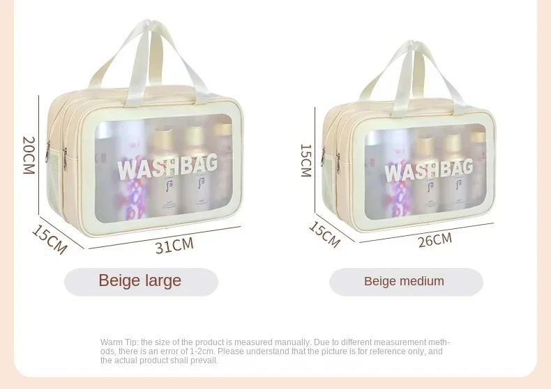 Neue Kulturtasche mit dicker, trocken-nasser Trennwand, tragbare doppellagige Kosmetik-Aufbewahrungstasche für Reisen, Strand, Poolbaden – Detail 1