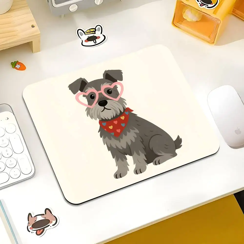 1pc Miniature Schnauzer Small Mousepad Keyboard Pad Laptop Cushion Non-slip Deskpad