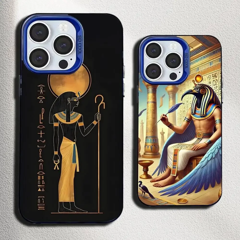

Art A-Ancient E-Egypt Phone Case For iPhone 16,15,14,13,12,11,Mini,Pro,SE,MAX Blue Matte Silicone Cover