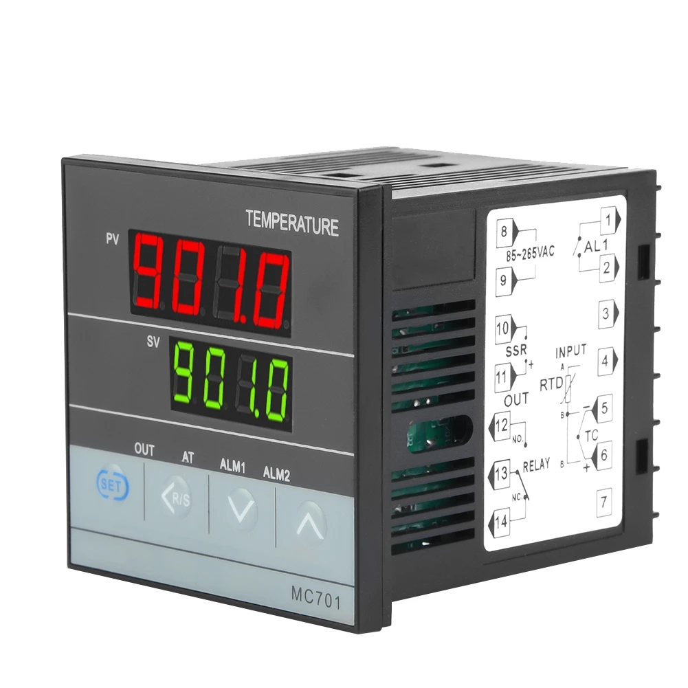 MC701 Digital PID Temperature Controller K Type PT100 Sensor Input Relay SSR Output