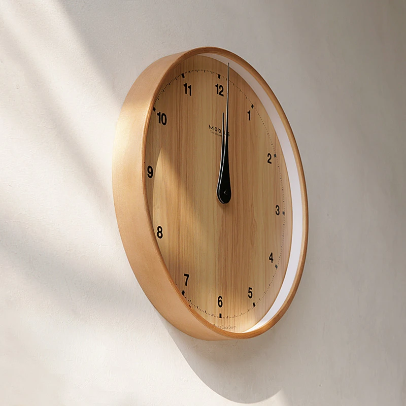 Wooden Quiet Wall Clock  Accurate Nordic Timepiece  Durable Living Room Clock  Fashionable Round Wall Timepiece