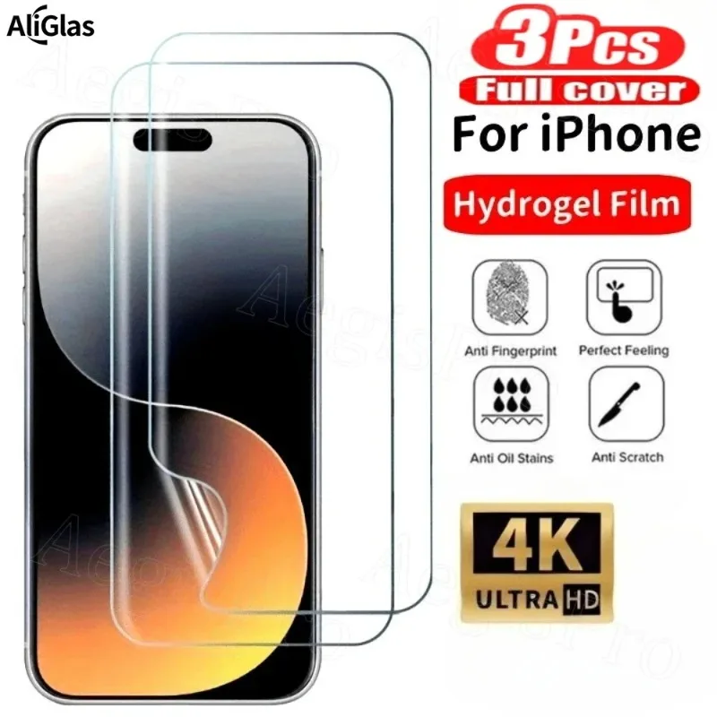 3 Stück Ultra HD Hydrogel-Folie für iPhone 17 15 Pro Max Displayschutzfolien für iPhone 17 15 Kratzfest Wasserabweisend