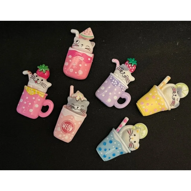 6pcs Cat-Shaped Fridge Magnets - Cute Kitten Resin-Like Plastic Magnets with Tabby & Tuxedo Cat Patterns, for /White Boards