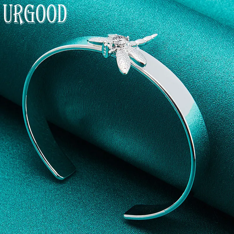 

925 Sterling Silver AAA Zircon Dragonfly Bangle For Women Man Party Engagement Wedding Romantic Fashion Jewelry Gift