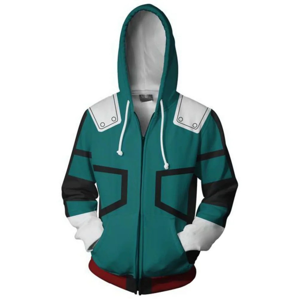 Mein Held Akademie Cosplay Kostüm 3D-Druck Hoodies Sweatshirts Uniformen Männer Reiß verschluss Hoodies Tops Mantel Jacke