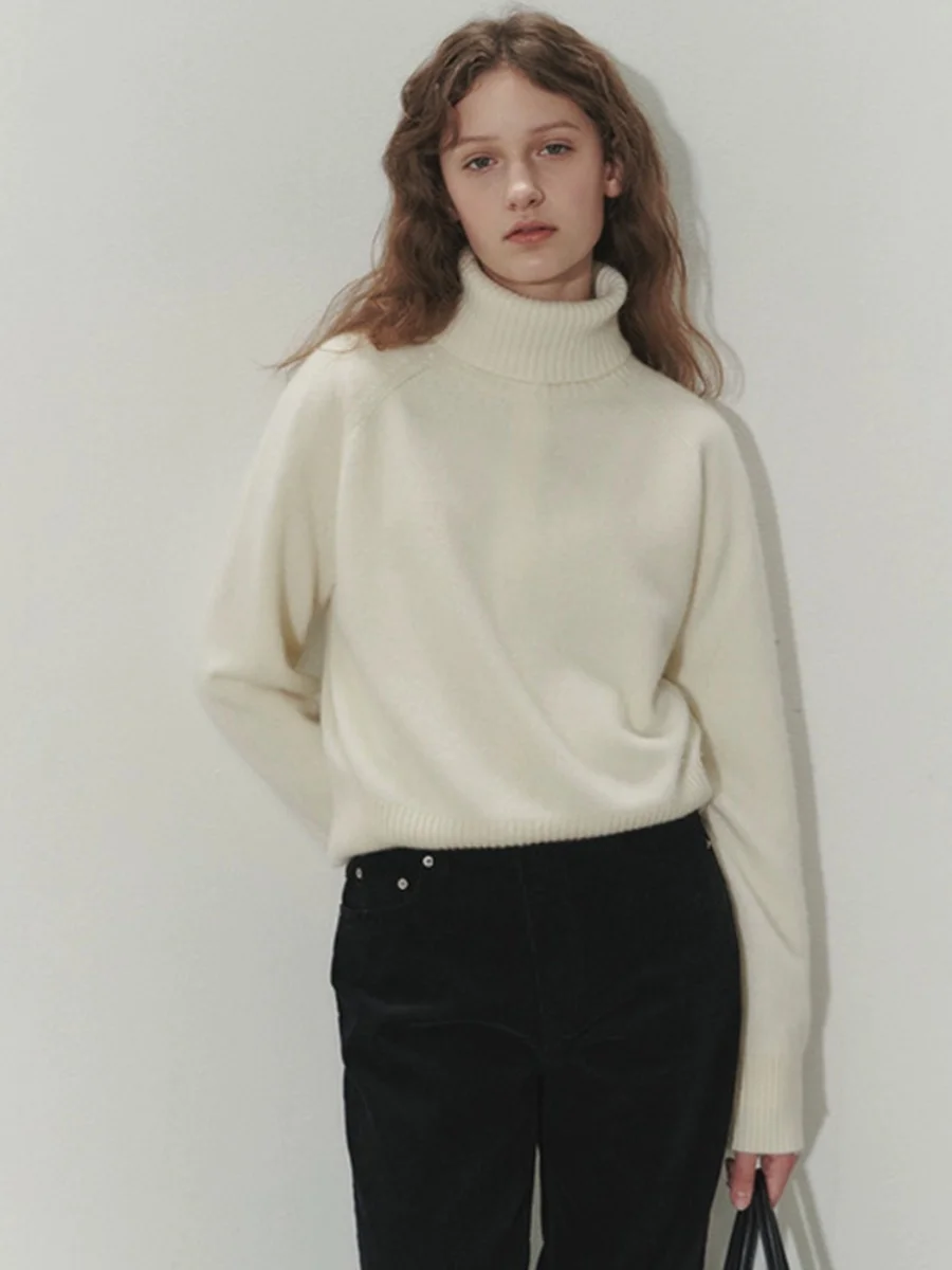 

Женский свободный вязаный свитер с высоким воротником, осень-зима, теплый черный ледяной синий, внутренняя верхняя одежда, удобная мягкая длинная одежда...