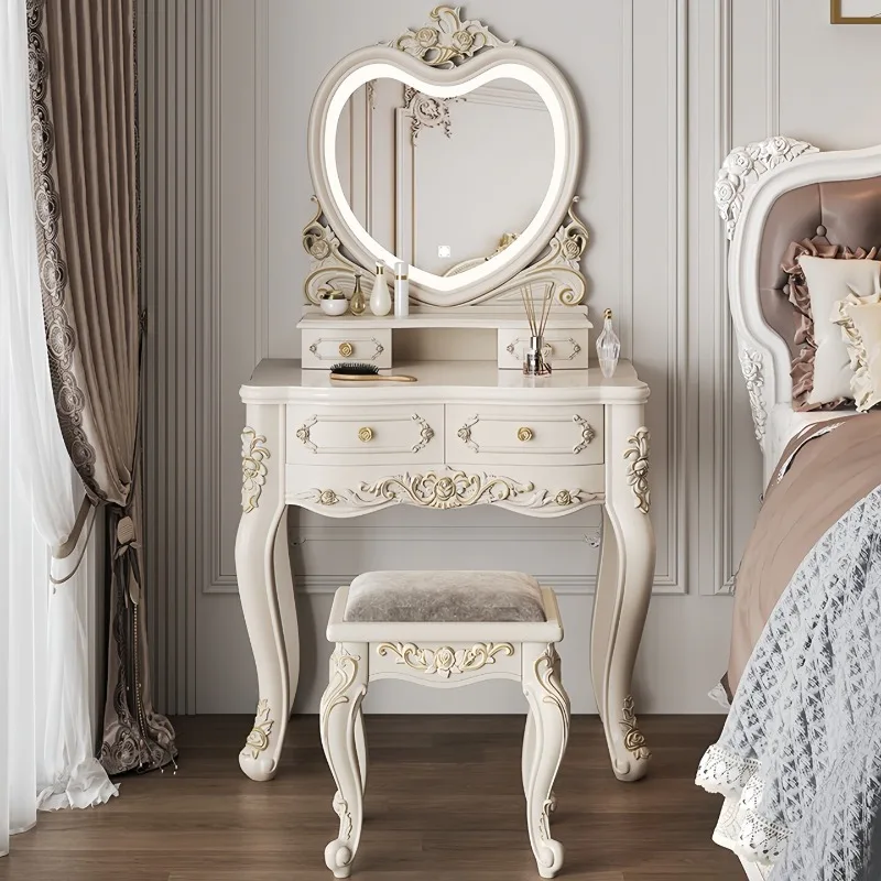 

Dresser French engraved bedroom modern simple small apartment bedside storage integrated European princess style makeup table