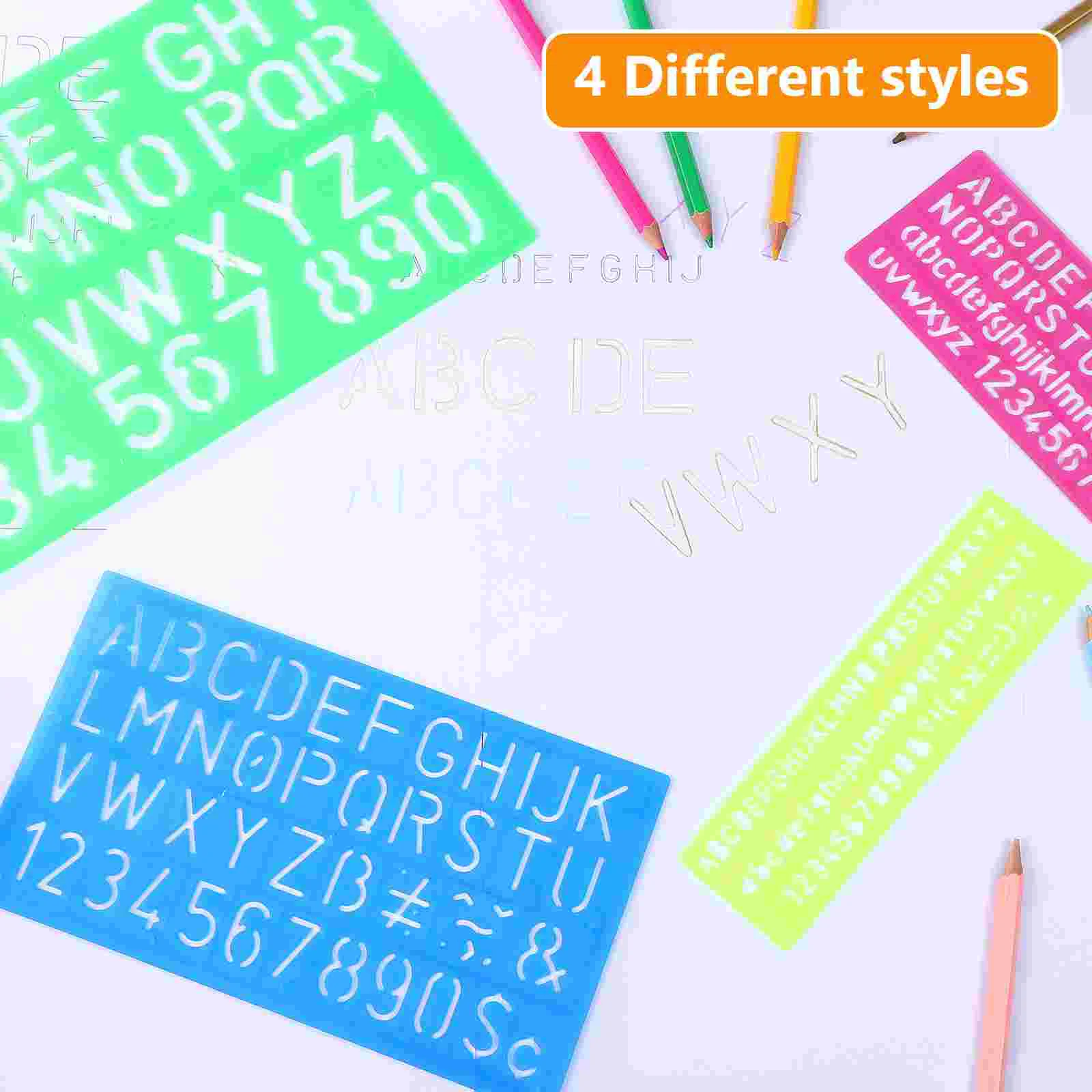 4 Pcs Letter Template Set Compact Spray Stencils Aldut Toys Daily Use Tots Small Printing Accessories