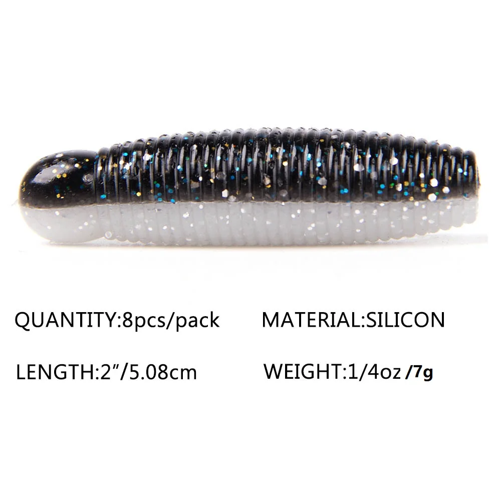 8/10pcs Fishing Soft Plastic Lure Slow Sinking Worm Jigging Bait for Ned Rig Wacky Rig Finesse Rig Walleye Catfish Perch Bass