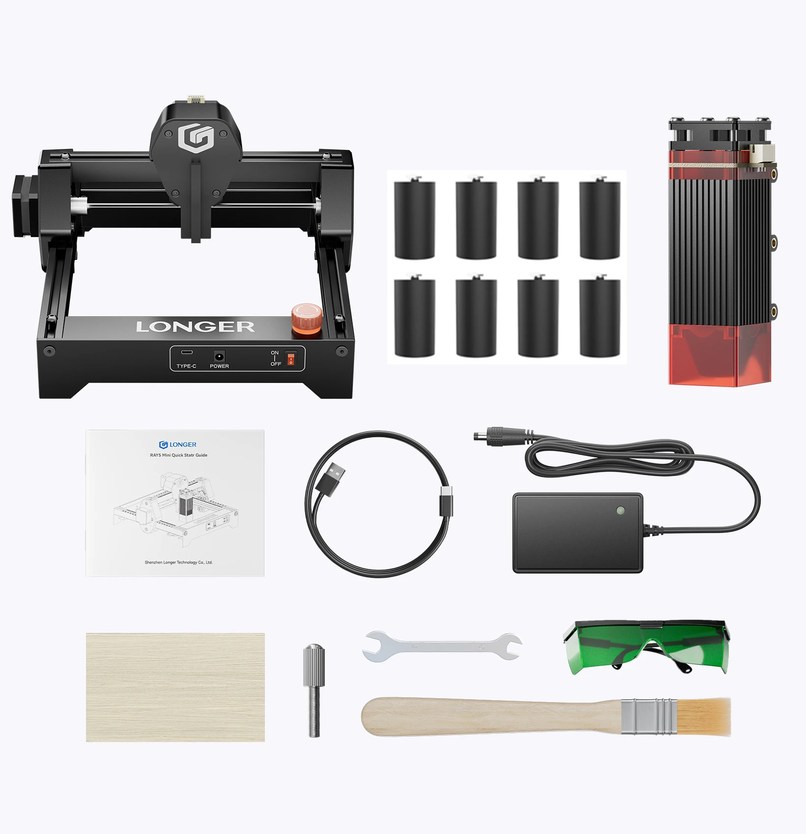 Portable RAY5 2.5W mini Laser Engraving Machine + 8 pcs Raiser Tools + Protective Goggles Wood Leather Metal DIY CNC KIT Printer