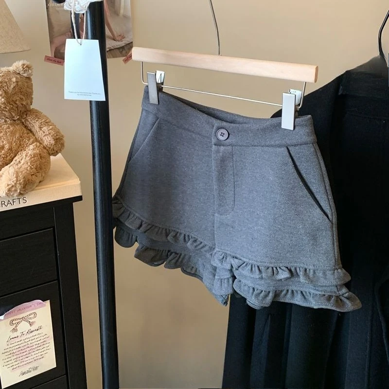 High Waist Black Wide Leg Short Pants Women's Casual Trousers Korean Style A- Line Shorts Solid Japanese Style Fashion Shorts