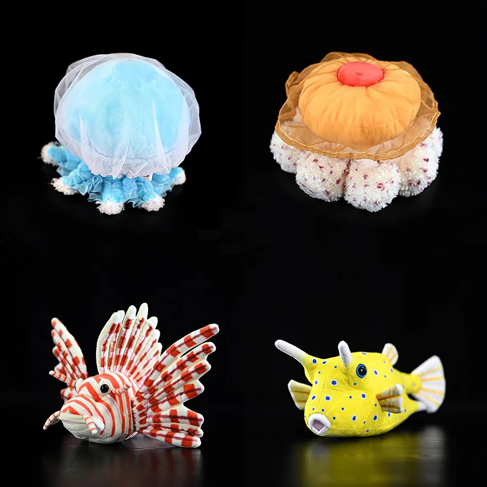 

Soft Mediterranean Jelly Plush Toys Real Life Cannonball Jellyfish Lionfish Cowfish Longhorn Stuffed Animal Dolls Gifts