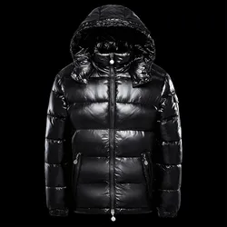 Shiny Men Padded Jackets Clothing Winter Puffer Jackets Thickened Hooded Quilted Coat Zip Up Pockets Male Parka Outerwear 2024