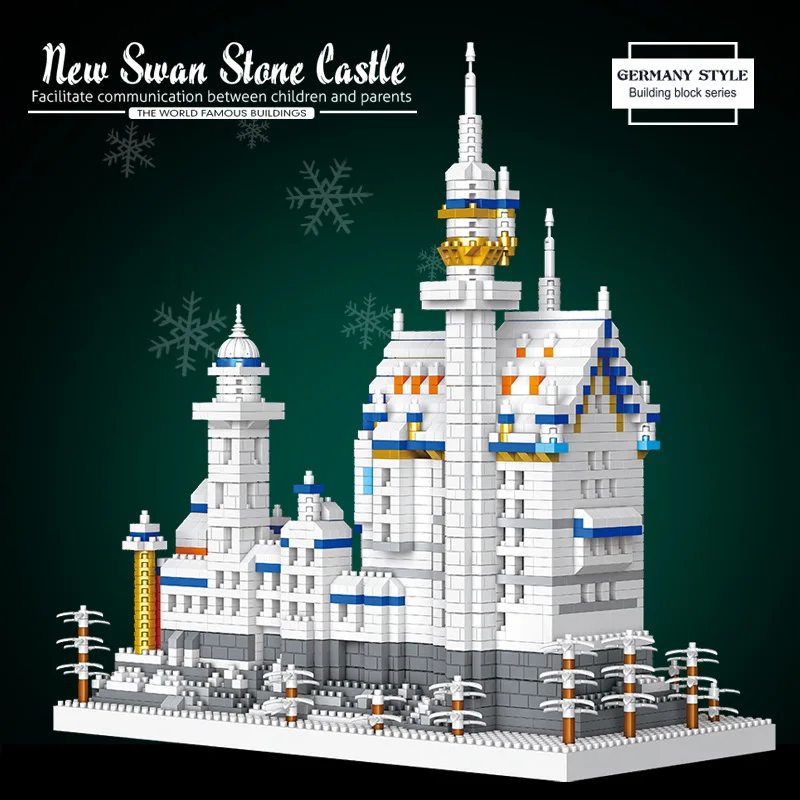 MOC – ensemble de blocs de construction de château en pierre de cygne russe, jouets d'architecture de maison célèbre d'hiver blanche pour enfants, cadeau spécial d'anniversaire