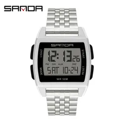 Sanda New Square Steel Band Men’s Steel Band Watch Luminous Waterproof Fashion Men’s Watches