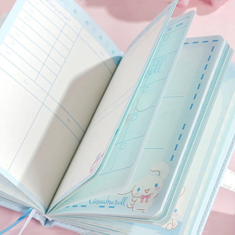 Sanrio Notebook Gel Pen My Melody Kuromi Cinnamoroll Notepad Daily Weekly Agenda Planner Notebook Stationery Set School Supplie