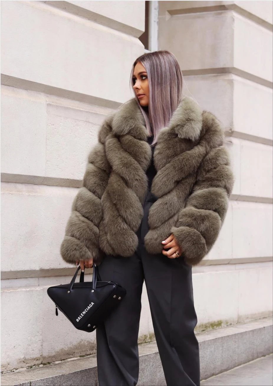 

Leather women's jacket 100% natural real fur fox fur coat quality fox full leather fox fur jacke t stand collar women's clothing