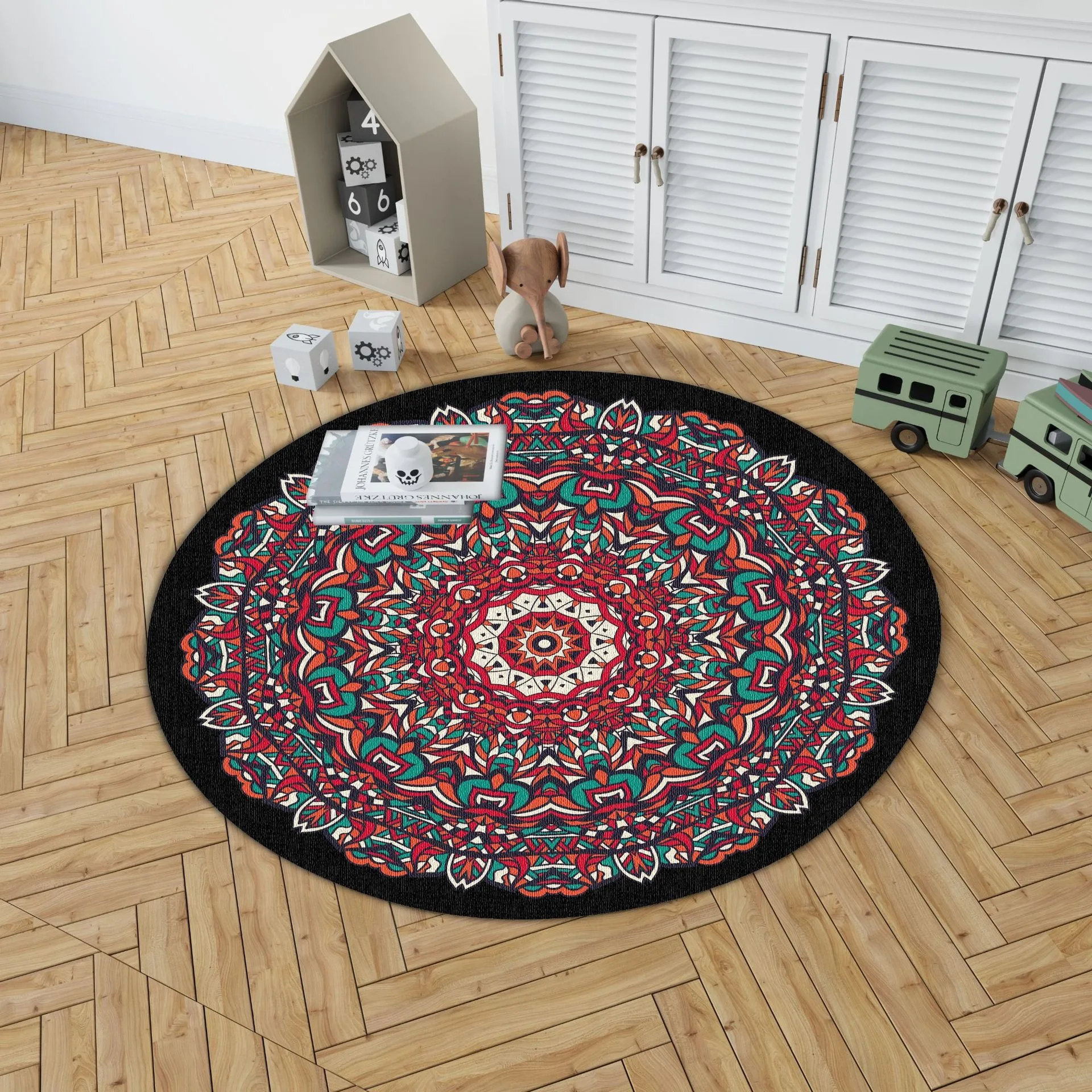 Rond vloerkleed met geometrisc - Home Bathroom Colors recensie en prijs