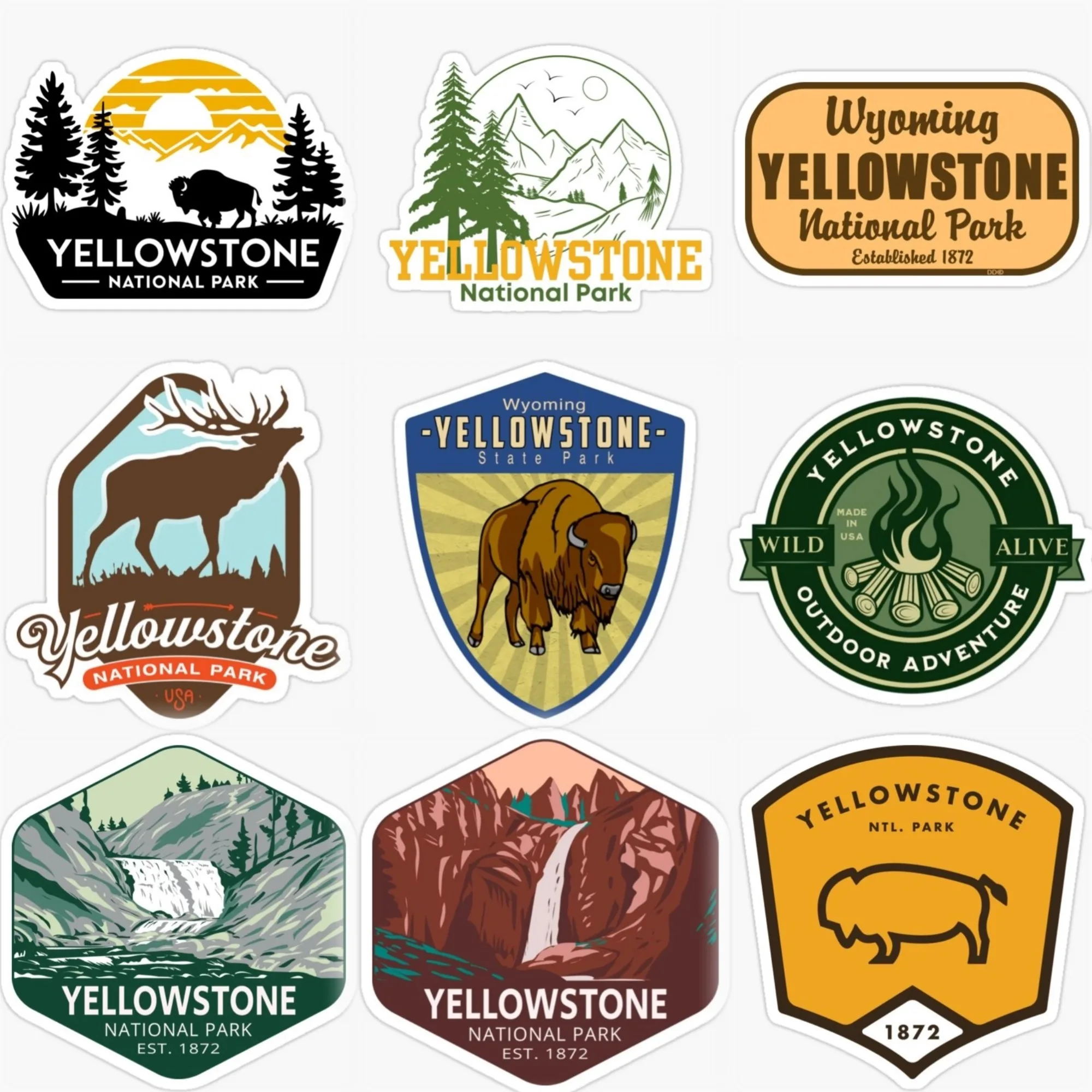 

Yellowstone National Park Mountain Creative PVC Waterproof Sticker for Decorate Car Bicycle Helmet Window Decal Accessories