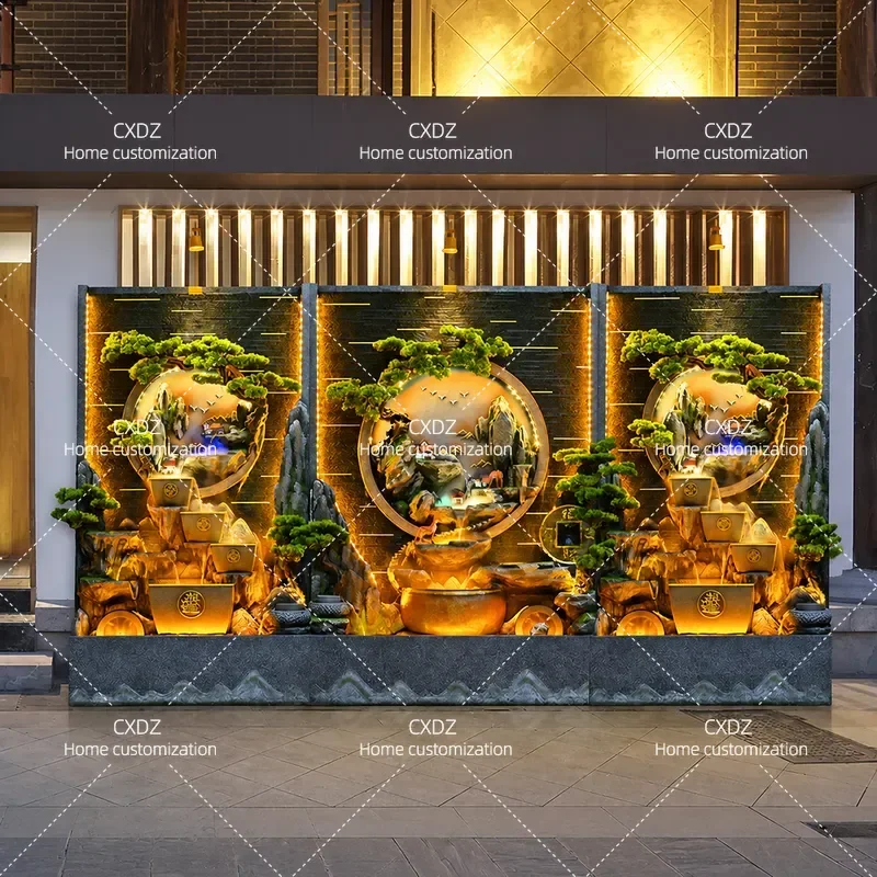 Indoor Water Curtain Wall Fountain Rockery Landscape Circulating Water Feature Garden Decoration Lucky Living Room Floor