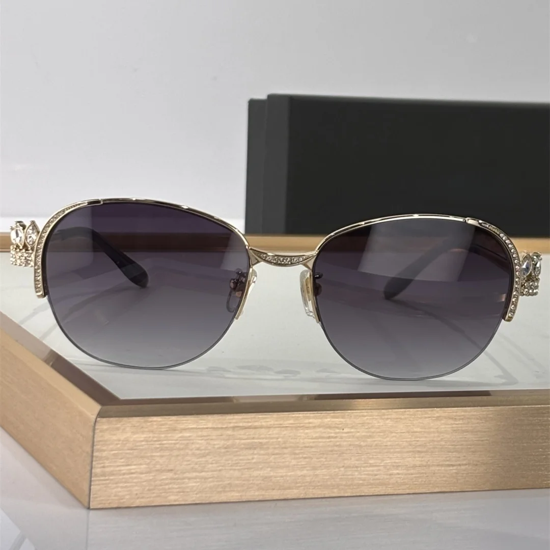 نظارات شمسية بيضاوية فاخرة للنساء 2025 أحجار كريمة غير رسمية oculos sol feminino SCHG66S نظارات شمسية أنيقة للسيدات