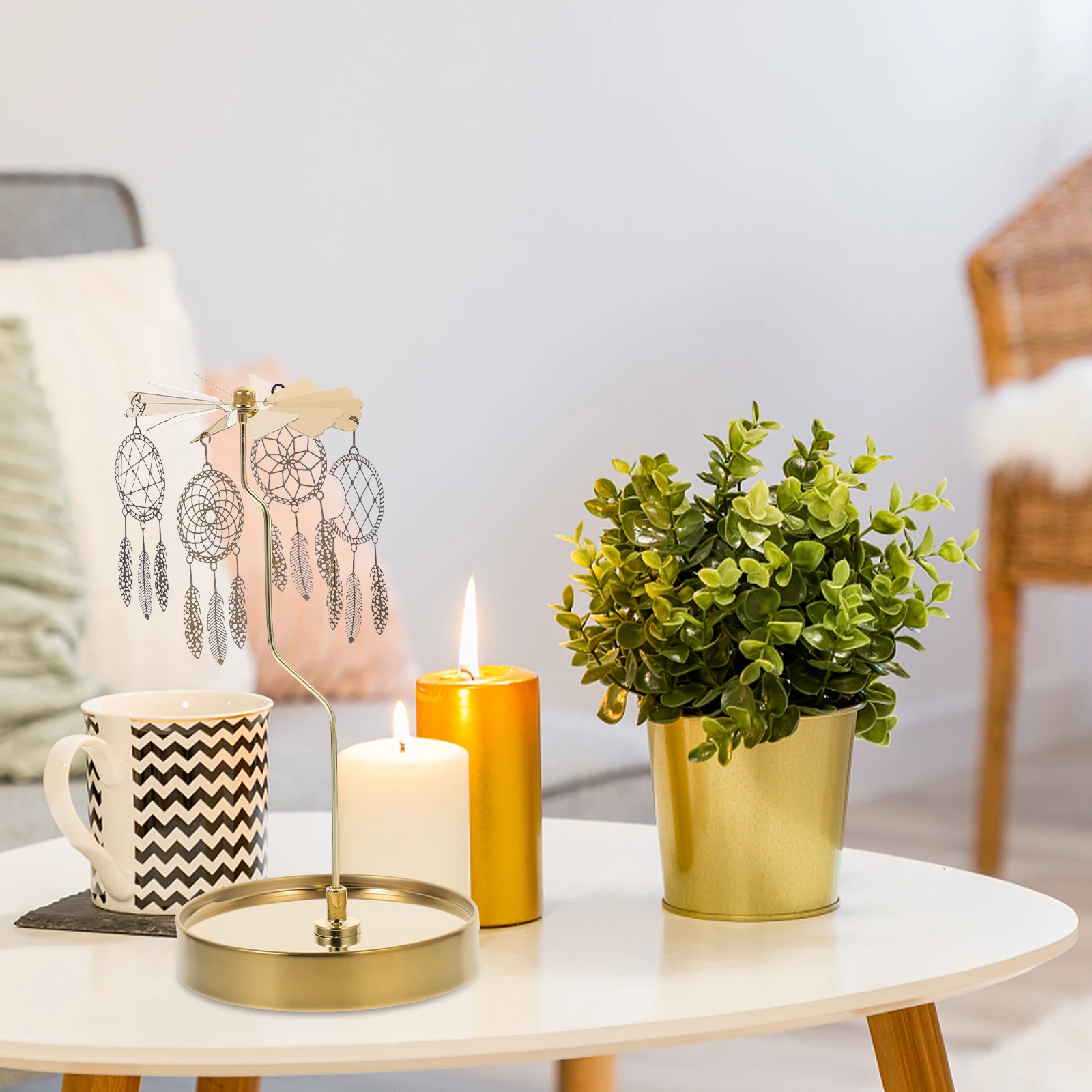 

Metal Rotating Holder Tabletop Candleholders Banquet Candlesticks Party Candlelight Dinner Decors